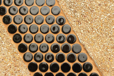 High angle view of pencils on table