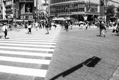 People walking on city street