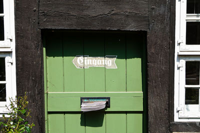 Closed door of building