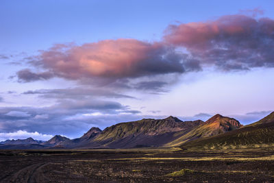 Scenic view of landscape against sky during sunset