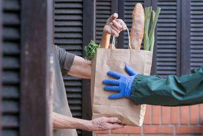 Detail of grocery delivery during epidemic quarantine