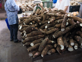 Cassava or tapioca sold in abundance at the local market