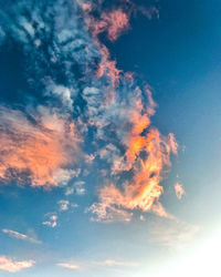 Low angle view of clouds in sky during sunset