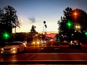 Traffic on road at night