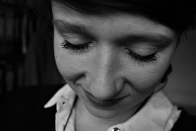 Close-up of girl with eyes closed