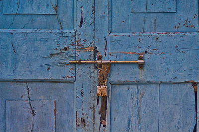 Close-up of blue door