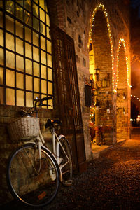 View of illuminated building