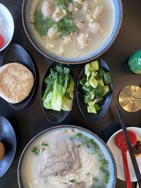 High angle view of food on table