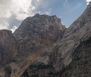 Rock formation on landscape against sky