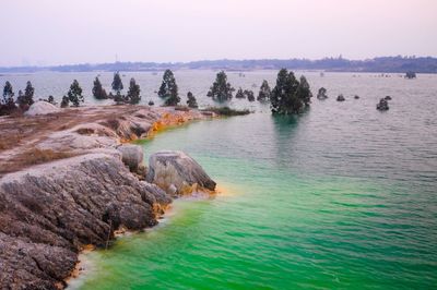 Scenic view of sea against clear sky