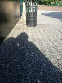 High angle view of shadow on road