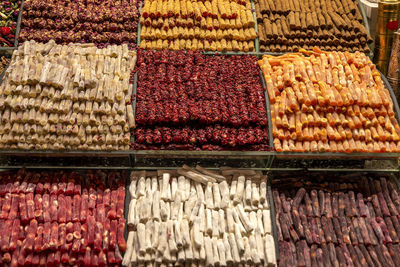 Full frame shot of multi colored candies in store