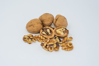 Directly above shot of cookies against white background