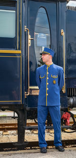 Man working at railroad station