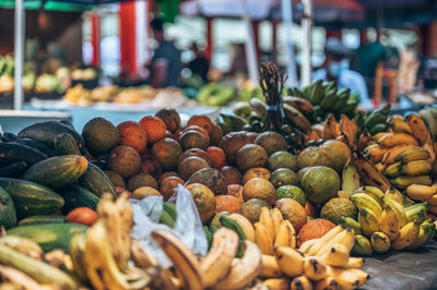 Close-up of fruits for sale at market stall