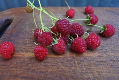 Close-up of strawberries on table