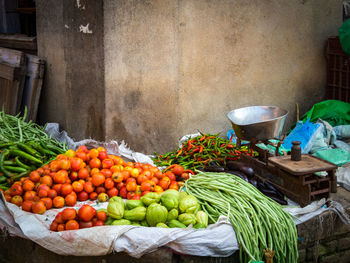 Vegetables for sale at market stall