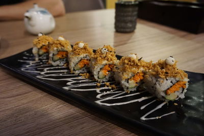 High angle view of food on table