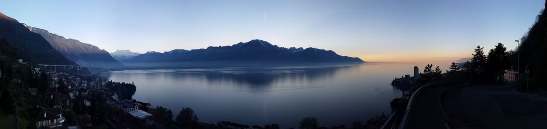 Scenic view of sea against sky at sunset