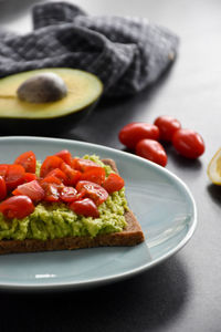 Close-up of fruit salad in plate on table