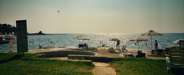 Scenic view of sea against clear sky