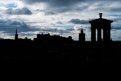 Silhouette of church against sky