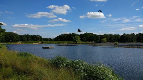 Scenic view of lake against sky