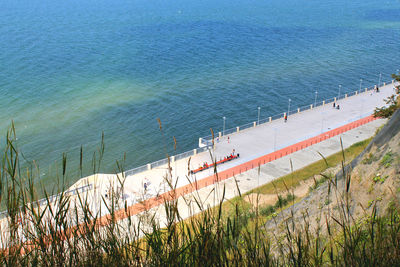 High angle view of beach against sky