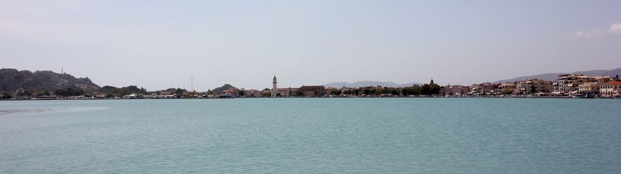 Scenic view of sea against clear sky