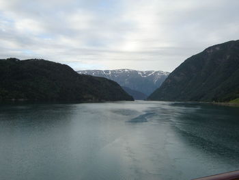 View of lake against mountains