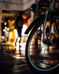 Close-up of bicycle on street