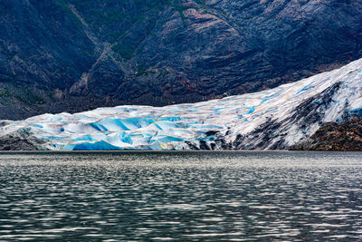  scenic view of glacier and lake 