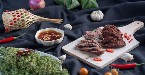 Close-up of food on table
