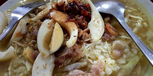 High angle view of meal served in plate