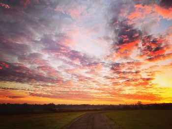 Scenic view of dramatic sky during sunset
