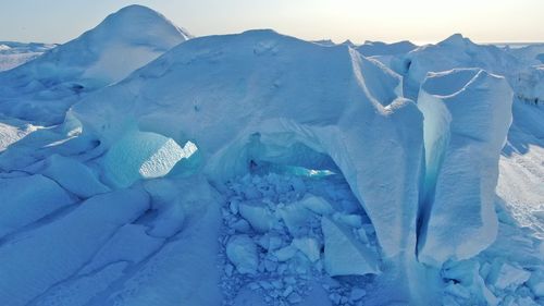 Aerial view of frozen landscape