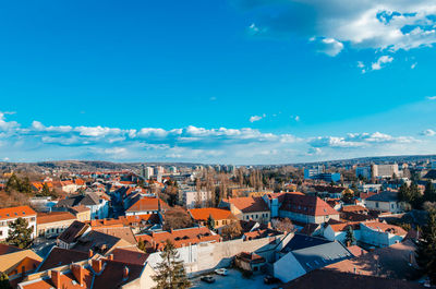 High angle view of townscape against sky