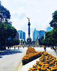 View of statue in city