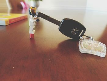 Close-up of eyeglasses on table