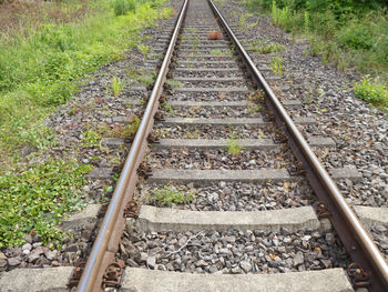 High angle view of railroad tracks