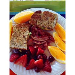 Close-up of breakfast in plate