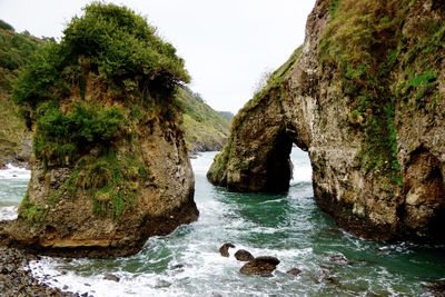 Scenic view of sea and rocks