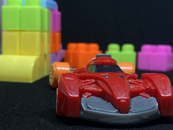 Close-up of toy car on table