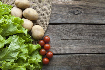 High angle view of chopped fruits on table