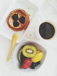 High angle view of food in plate