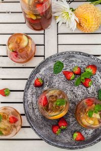 Close-up of drinks on table