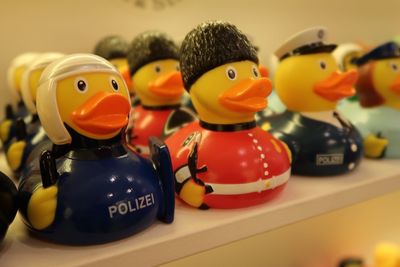 Close-up of toys on table