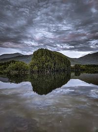 Scenic view of lake against sky