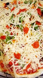 Close-up of pizza served in plate