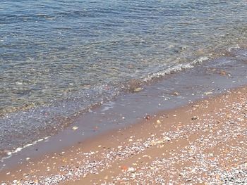 High angle view of surf on beach